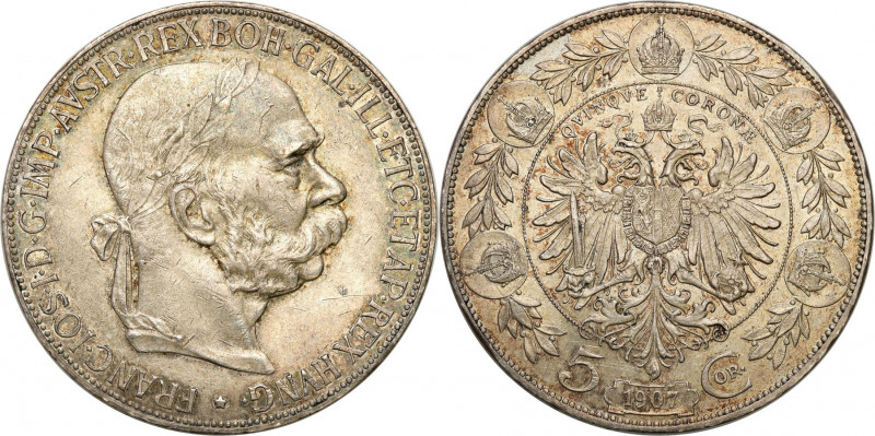 Austria
Austria. Francis Joseph I (1848-1916). 5 korun 1907, Vienna - NO 

Sz...