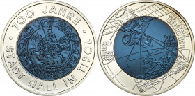 Austria
Austria. 25 Euro 2003, 700 years of the city of Hall, bimetal - RARE 

Rzadka moneta bimetalowa wykonana z niobu i srebra.PiD�kny menniczy ...
