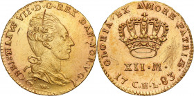 Denmark
Denmark, Krystian VII (1766-1808). Kurant-Dukat (12 marks) 1783, Altona 

Bardzo E�adny egzemplarz. Ryski w polu.Friedberg 281; Hede 4A

...