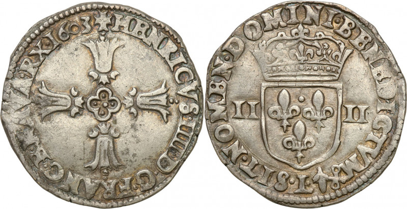 France
France. Henri IV (1589-1610) 1/4 Ecu 1603 L, Bayonne - NO 

Bardzo E�a...