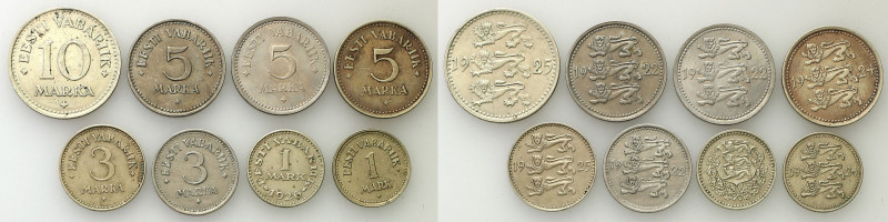 Latvia, Lithuania ,Estonia
Estonia. 1to 10 mark, set of 8 coins 

Monety w rC...