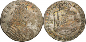 Germany
Germany, Brandenburg - Prussia. Frederick William I (1713-1740). Ort (18 groszy) 1714, King's Town - RARE 

Bardzo rzadki typ monety sporad...