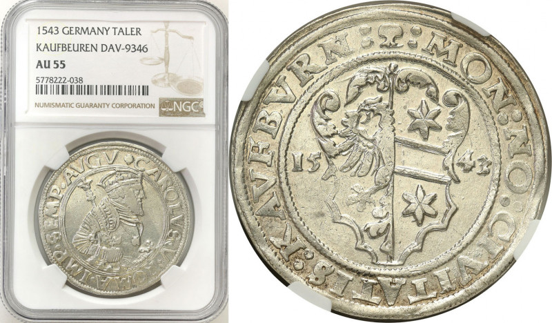 Germany
Germany Kaufbeuren, Charles V (1519-1566). Thaler 1543 NGC AU55 - BEAUT...