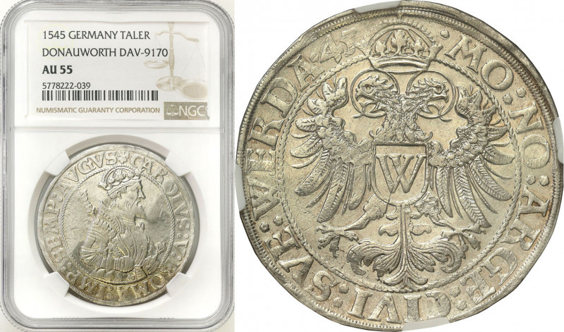 Germany
Germany, Donauwrth, Charles V (1519-1566). Thaler 1546 NGC AU55 - NO 
...