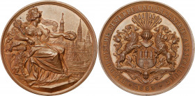 Germany
Germany, Hamburg. Medal of Trade and Industry Exhibition 1889, bronze 

Aw.: Personifikacja miasta Hamburg , w tle widok miasta, iglice E�w...