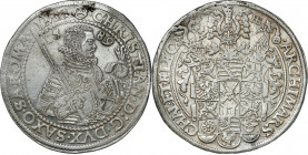 Germany
Germany, Saxony. Krystian I (1586-1591). Thaler 1587 HB, Dresden 

Aw: Popiersie z&nbsp; mieczem w prawo, po bokach data 15-87 i napis w ot...
