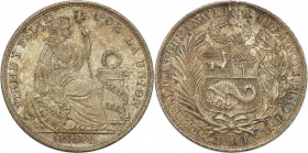 Peru
Peru. 1 sol 1894, Lima - BEAUTIFUL 

PiD�knie zachowana moneta ze szlachetnD� patynD�. KM 196

Details: 24,95 g Ag 
Condition: 1- (UNC-)