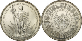 Switzerland
Switzerland. 5 francs 1879, Basel - Shooting Festival - NAD 

Rzadki numizmat. NakE�ad 30 tys. sztuk. SchC