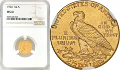 USA (United States of America)
USA. 2 1/2 dollars 1926, Philadelphia NGC MS61 

PiD�kny, menniczy egzemplarz.Moneta o wadze 4,18 g Au .900Friedberg...