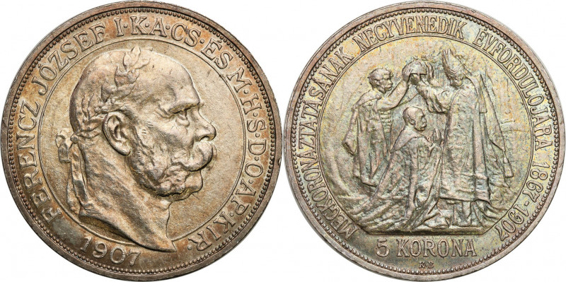 Ungarn
Hungary. Franciszek Jzef I. 5 korun 1907 KB, Kremnica 

40-lecie koron...