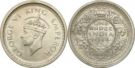 British India
India, George VI (1936-1952). 1 rupee 1944, Bombay 

PiD�knie zachowane.KM 557

Details: 11,69 g Ag 
Condition: 1/1- (UNC/UNC-)