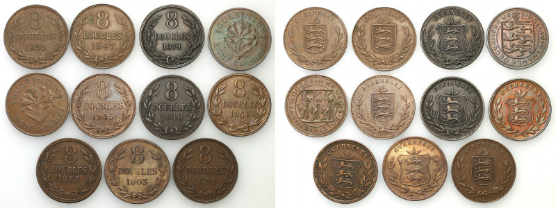 Great Britain
Guernsey. 8 doubles 1868 - 1956, set of 11 coins 

Monety w rC3...