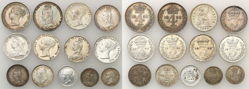 Great Britain
England. Victoria (1837-1901). 1 - 4 pence, a set of 13 coins - a...