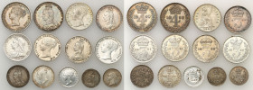 Great Britain
England. Victoria (1837-1901). 1 - 4 pence, a set of 13 coins - an interesting set 

RC3E