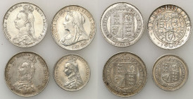 Great Britain
England. Victoria (1837-1901). Shilling, Sixpence 1887-1900, set of 4 coins 

Monety w rC3E