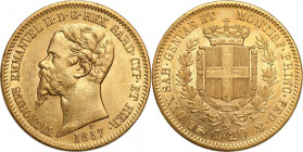 Italy
Italy, Sardinia, Victor Emmanuel II (1849 - 1861), 20 lira 1857, Turin 

Delikatny poE�ysk w tle, przetarcie najwyE