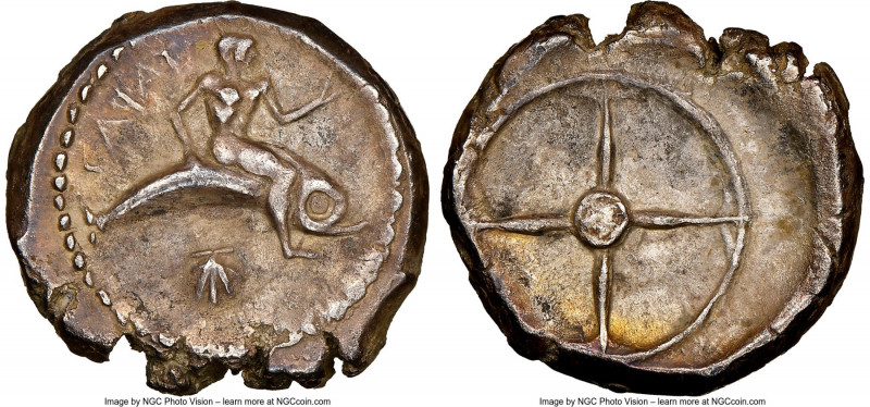 CALABRIA. Tarentum. Ca. 480-450 BC. AR didrachm (20mm, 7.65 gm). NGC (photo-cert...