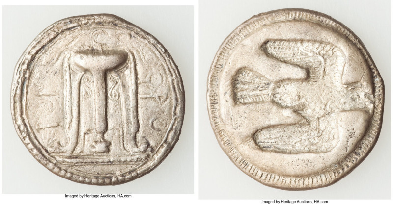 BRUTTIUM. Croton. Ca. 500-480 BC. AR stater (25mm, 7.54 gm, 9h). Choice Fine, to...
