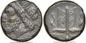 SICILY. Syracuse. Hieron II (ca. 275-215 BC). AE litra (19mm, 9h). NGC XF. Head of Poseidon left, wearing taenia / ΙΕΡ-ΩΝΟΣ, trident head, dolphin swi...