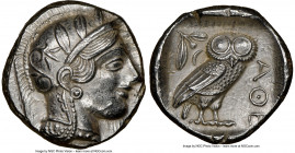 ATTICA. Athens. Ca. 440-404 BC. AR tetradrachm (25mm, 17.18 gm, 10h). NGC Choice AU 5/5 - 4/5. Mid-mass coinage issue. Head of Athena right, wearing c...