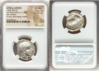 ATTICA. Athens. Ca. 440-404 BC. AR tetradrachm (25mm, 17.20 gm, 7h). NGC Choice AU 4/5 - 5/5. Mid-mass coinage issue. Head of Athena right, wearing cr...