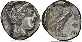 ATTICA. Athens. Ca. 440-404 BC. AR tetradrachm (24mm, 17.08 gm, 9h). NGC Choice AU 5/5 - 3/5. Mid-mass coinage issue. Head of Athena right, wearing cr...