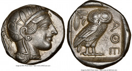 ATTICA. Athens. Ca. 440-404 BC. AR tetradrachm (25mm, 17.15 gm, 11h). NGC AU 5/5 - 5/5. Mid-mass coinage issue. Head of Athena right, wearing crested ...