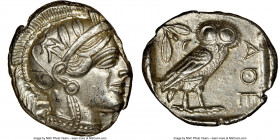 ATTICA. Athens. Ca. 440-404 BC. AR tetradrachm (27mm, 17.23 gm, 10h). NGC AU 4/5 - 4/5. Mid-mass coinage issue. Head of Athena right, wearing crested ...