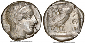 ATTICA. Athens. Ca. 440-404 BC. AR tetradrachm (24mm, 17.14 gm, 3h). NGC AU 5/5 - 3/5. Mid-mass coinage issue. Head of Athena right, wearing crested A...