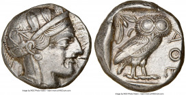 ATTICA. Athens. Ca. 440-404 BC. AR tetradrachm (23mm, 17.16 gm, 10h). NGC Choice XF 5/5 - 4/5. Mid-mass coinage issue. Head of Athena right, wearing e...