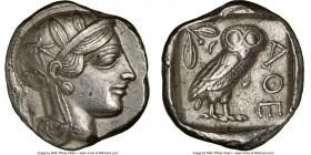 ATTICA. Athens. Ca. 440-404 BC. AR tetradrachm (25mm, 15.45 gm, 12h). NGC Choice XF 5/5 - 4/5. Mid-mass coinage issue. Head of Athena right, wearing c...