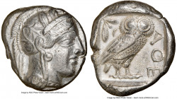 ATTICA. Athens. Ca. 440-404 BC. AR tetradrachm (24mm, 17.18 gm, 7h). NGC Choice XF 5/5 - 3/5. Mid-mass coinage issue. Head of Athena right, wearing cr...