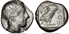 ATTICA. Athens. Ca. 440-404 BC. AR tetradrachm (24mm, 17.17 gm, 10h). NGC Choice XF 4/5 - 3/5. Mid-mass coinage issue. Head of Athena right, wearing c...