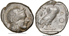 ATTICA. Athens. Ca. 440-404 BC. AR tetradrachm (25mm, 17.13 gm, 1h). NGC VF 5/5 - 3/5. Mid-mass coinage issue. Head of Athena right, wearing crested A...