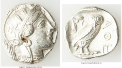 ATTICA. Athens. Ca. 440-404 BC. AR tetradrachm (26mm, 17.10 gm, 9h). AU, small scuff, graffiti, brushed. Mid-mass coinage issue. Head of Athena right,...