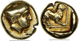 LESBOS. Mytilene. Ca. 377-326 BC. EL sixth stater or hecte (9mm, 2.54 gm, 8h). NGC VF 4/5 - 3/5, brushed. Head of Hermes right, wearing petasus / Pant...