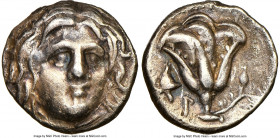 CARIAN ISLANDS. Rhodes. Ca. 275-230 BC. AR hemidrachm (11mm, 12h). NGC Choice XF. Unknown magistrate. Head of Helios facing, turned slightly right, ha...