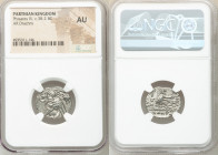 PARTHIAN KINGDOM. Phraates IV (ca. 38-2 BC). AR drachm (20mm, 12h). NGC AU. Mithradatkart. Diademed and draped bust left, wart on forehead; eagle with...