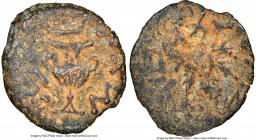 JUDAEA. The Jewish War (AD 66-70). AE prutah (16mm, 4h). NGC Choice VF repatinated. Jerusalem, Year 2 (AD 67/8). Year two (Paleo-Hebrew), amphora with...