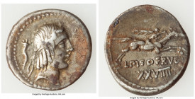 L. Calpurnius Piso Frugi (ca. 90 BC). AR denarius (19mm, 3.87 gm, 4h). VF, edge filing. Rome. Laureate head of Apollo right; cornucopia behind / L PIS...