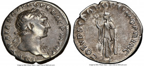 Trajan (AD 98-117). AR denarius (19mm, 7h). NGC VF. Rome, AD 103-111. IMP TRAIANO AVG GER DAC P M TR P, laureate head of Trajan right, drapery on left...