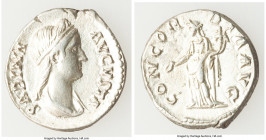 Sabina (AD 128-136/7). AR denarius (18mm, 3.45 gm, 6h). XF. Rome, ca. 128-136/7. SABINA-AVGVSTA, diademed, draped bust of Sabina right, seen from fron...
