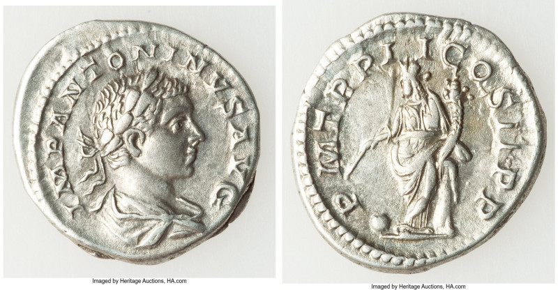 Elagabalus (AD 218-222). AR denarius (19mm, 2.93 gm, 7h). XF. Rome, AD 219. IMP ...