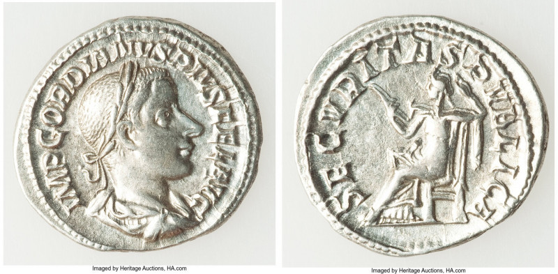 Gordian III (AD 238-244). AR denarius (20mm, 2.79 gm, 12h). Choice XF. Rome, ca....