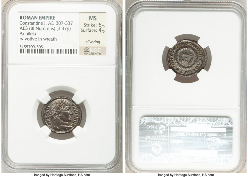 Constantine I the Great (AD 307-337). AE3 or BI nummus (19mm, 3.37 gm, 7h). NGC ...