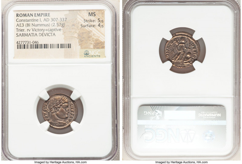 Constantine I the Great (AD 307-337). AE3 or BI nummus (19mm, 2.57 gm, 6h). NGC ...