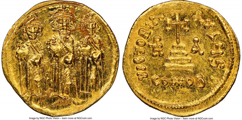 Heraclius (AD 610-641), with Heraclius Constantine and Heraclonas. AV solidus (1...