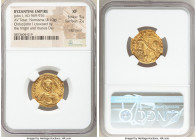 John I Tzimisces (AD 969-976). AV histamenon nomisma (21mm, 4.10 gm, 6h). NGC XF 5/5 - 2/5, edge bend. Constantinople, AD 970-973. + IhS XIS REX REGNA...