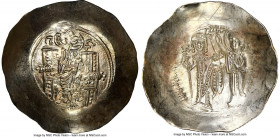 Manuel I Comnenus (AD 1143-1180). El aspron trachy (30mm, 4.45 gm, 6h). NGC MS 4/5 - 2/5, graffito, brushed. Constantinople. IC-XC (barred), Christ se...