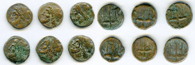 ANCIENT LOTS. Greek. Sicily. Syracuse. Hieron II (ca. 240-215 BC). Lot of six (6) AE litra. Fine-VF. Includes: (6) Head of Poseidon left, wearing taen...